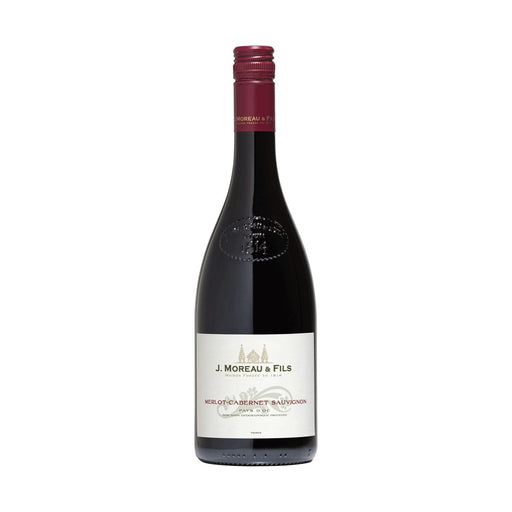 bottle of french Cabernet Sauvignon-merlot wine on white background