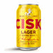 yellow beer can of cisk lager on white background malta