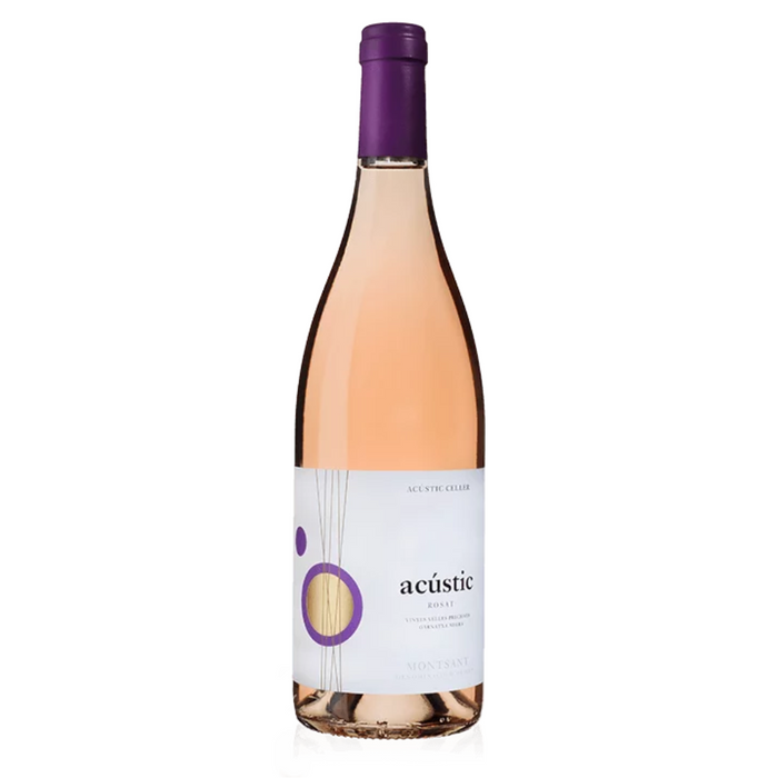 Wine bottle of Acustic Cellar Rose on a white background