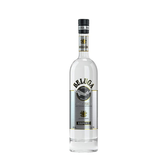 Beluga vodka bottle on a white background