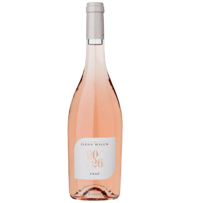 Bottle of Elena Walch Rosé wine on a white background