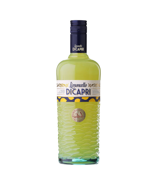 Bottle of Dicapri limoncello on a white background