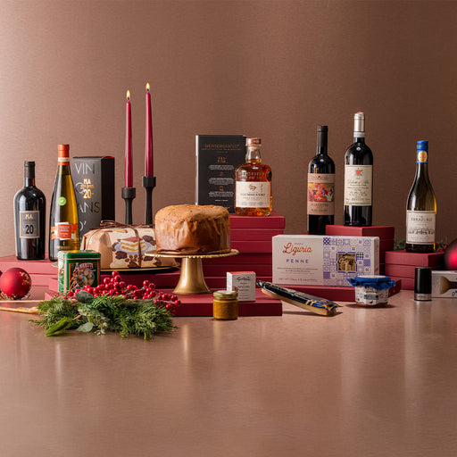 red wine and white wine with panettone and irish whisky