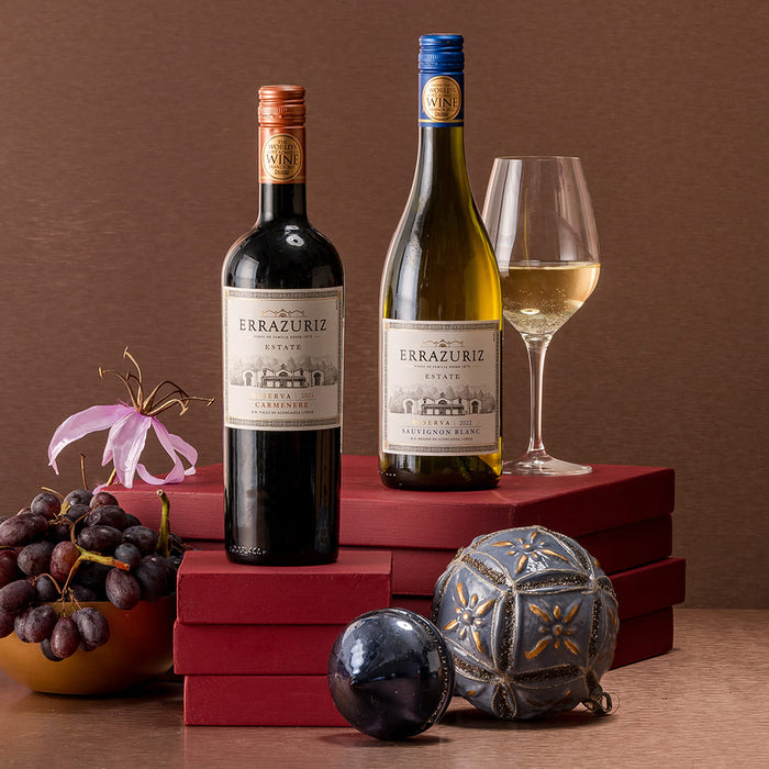 Chilean red and white wine Errazuriz bottles