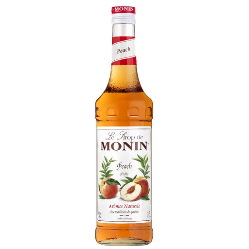 An image of a bottle of MONIN Peach Syrup.