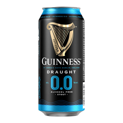 Guinness Draught 0.0% alcohol-free stout can on a white background